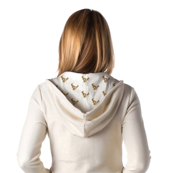 All-Sport Couture Womens NFL Houston Texans Cream Play Action Hoodie New - Picture 2 of 9